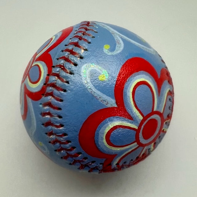 Flowers Baseball- hand painted