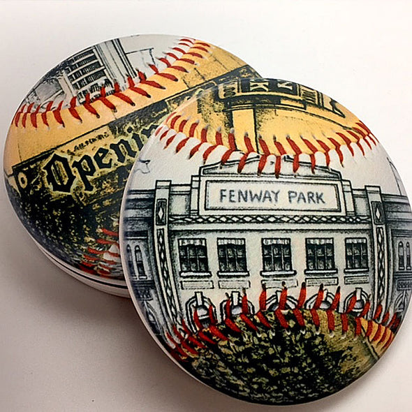 Buy Opening Day Fenway Park Coaster Set Collectible • Hand-Painted, Unique Baseball Gifts by Unforgettaballs®
