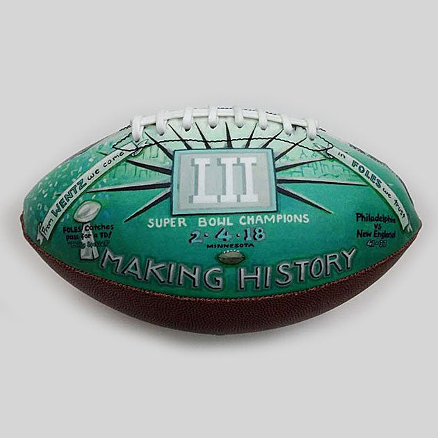 Buy Philadelphia Eagles Super Bowl Champions 2018 Commemorative Football Collectible • Hand-Painted, Unique Baseball Gifts by Unforgettaballs®