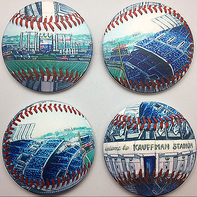 Buy Kauffman Stadium Coaster Set Collectible • Hand-Painted, Unique Baseball Gifts by Unforgettaballs®