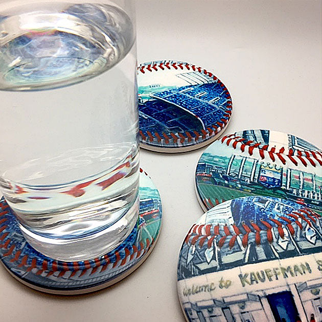 Buy Kauffman Stadium Coaster Set Collectible • Hand-Painted, Unique Baseball Gifts by Unforgettaballs®