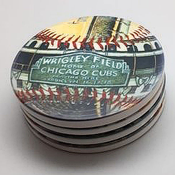 Buy Opening Day Wrigley Field Coaster Set Collectible • Hand-Painted, Unique Baseball Gifts by Unforgettaballs®